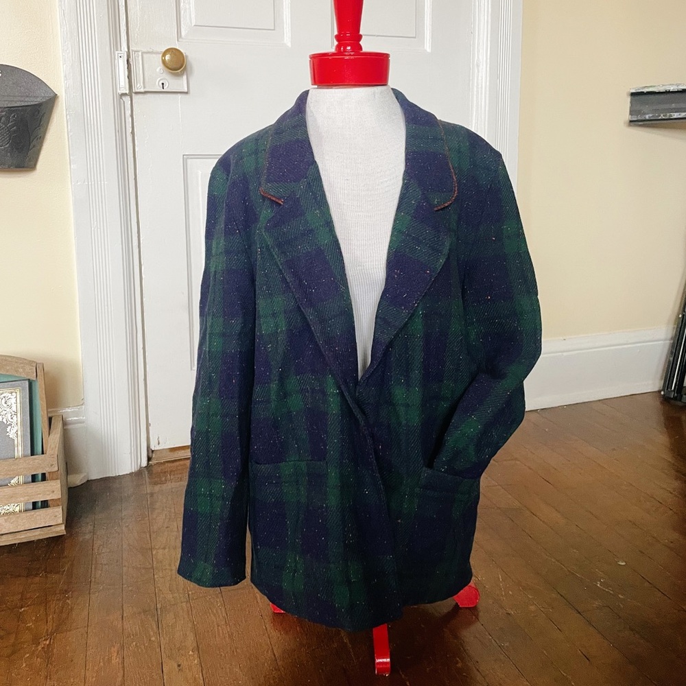 Vintage 80s plaid speckled blazer
